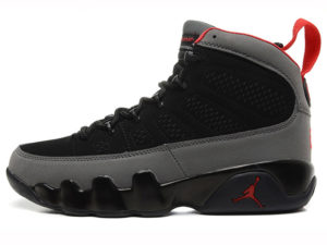 Кроссовки Nike Air Jordan 9 мужские черно-серые с красным - фото слева