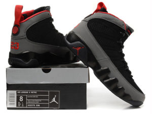 Кроссовки Nike Air Jordan 9 мужские черно-серые с красным - общее фото
