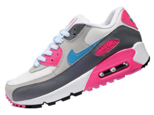 Кроссовки Nike Air Max 90 серо-белые с розовым женские - фото слева
